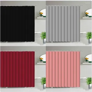 Cortinas de ducha Moderno Negro Rojo Hray Impresión rosa Baño Tela impermeable Cortina de baño Conjunto de decoración de bañera para el hogar Pantalla con gancho