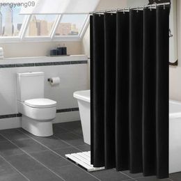 Rideaux de douche Rideaux de douche noirs modernes tissu imperméable rideaux de bain de couleur unie pour salle de bain baignoire grande couverture de bain Large R230829