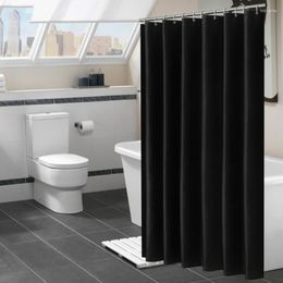 Shower Curtains Modern Black Waterproof Fabric Solid Color Bath For Bathroom Bathtub Large Wide Bathing Cover 12 Hooks