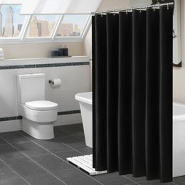 Rideaux de douche Tissu imperméable noir moderne Bain de couleur unie pour salle de bain Baignoire Grande couverture de bain large 12 crochets 220922