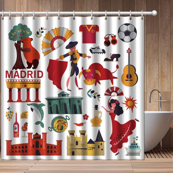 Rideaux de douche moderne créatif espagnol torero rideau 3D impression numérique décoratif Polyester imperméable