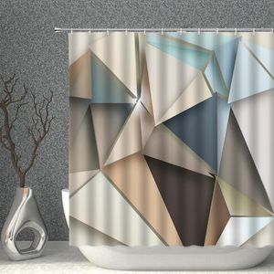 Douchegordijnen Modern geometrisch gordijn Waterdichte stof Grijs Zwart en Wit Noordse stijl Badkamer Multi-size badschermset
