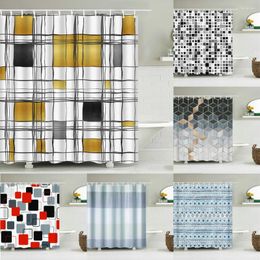 Douchegordijnen moderne geometrie badkamer gordijn waterdicht met haken 180 240 cm decoratie wasbaar stof met wastafel stof