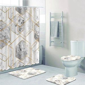 Rideaux de douche moderne marbre paillette en or moderne élégant géométrique métallique hexagone salle de bain abstraite art art bains tapis à la maison décoration