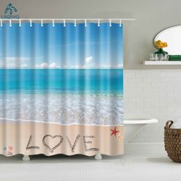 Rideaux de douche Décoration de la maison moderne pittoresque plage bord de mer coquille salle de bain rideau de douche rideaux de bain imperméable Polyester Frabic avec crochets 230322