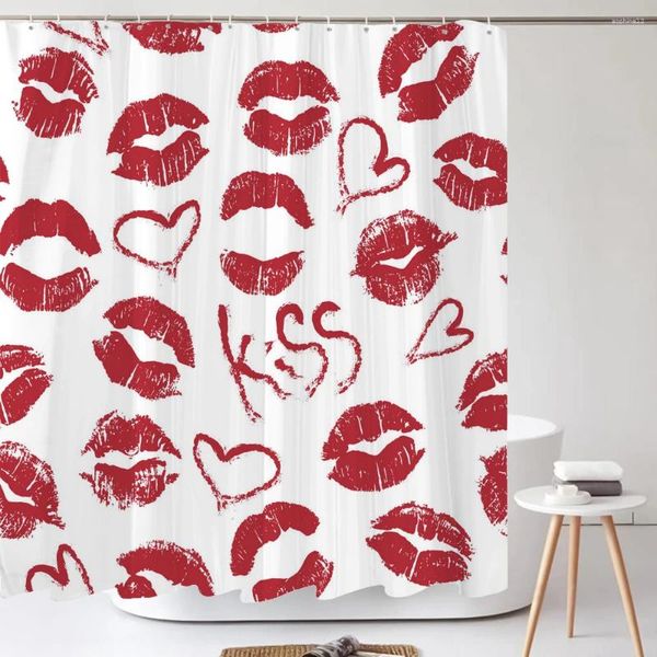 Rideaux de douche moderne amour coeur rouge salle de bain étanche impression 3D grande décoration 240x180 avec crochets rideau