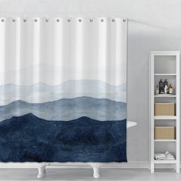 Rideaux de douche Mountain Fog Salle de bain imprimée étanche avec des crochets