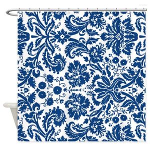 Rideaux de douche rideau de tissu décoratif blanc bleu marine de la marine