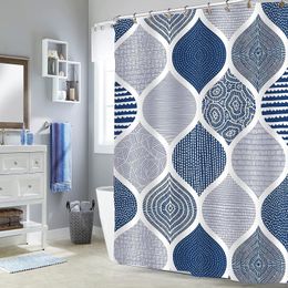 Cortinas de ducha Conjunto de cortina de ducha Boho azul marino Hoja azul claro bohemia abstracta para decoración de baño gris Cortinas de baño de tela geométrica azul oscuro 230322