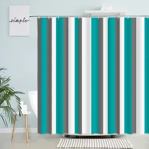 Douchegordijnen Noords Gestreept Gordijn Grijs Wit Groen Eenvoudige Stijl Bad Modern Waterdicht Polyester Badkamer Decor Sets