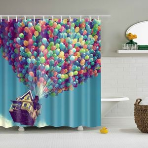 Rideaux De Douche Style Nordique Animaux Paon Hibou Oiseau Ballon À Air Salle De Bains Rideaux De Douche Frabic Étanche Polyester Rideau De Bain Crochet 230322