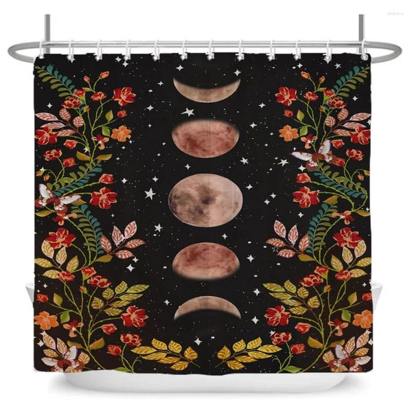 Rideaux de douche Style nordique lune ciel étoilé rideau en tissu imperméable avec crochets pour écran de salle de bain décor à la maison tissu mural