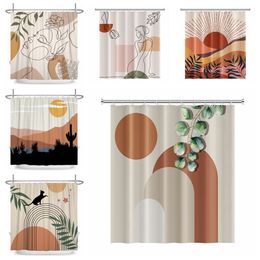 Rideaux de douche vent nordique Art abstrait Boho rideau imperméable Polyester bain Morandi couleur bloc pour salle de bain décor 230525
