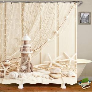 Douchegordijnen Nieuwheid Ocean Beach Starfish Lampstand Seashell Gordijn Badkamer Mode chic Bathing Home Decor Gifts