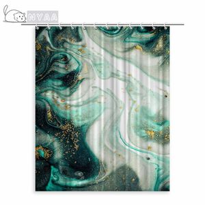 Rideaux de douche Nyaa abstrait vert marbre Textures encre peinture imperméable Polyester tissu salle de bain pour la décoration intérieure