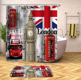 Rideaux de douche Oloey England Big Ben 3d tapis pour salle de bain étanche d'écrans de tissu étanches DropShip personnalisé