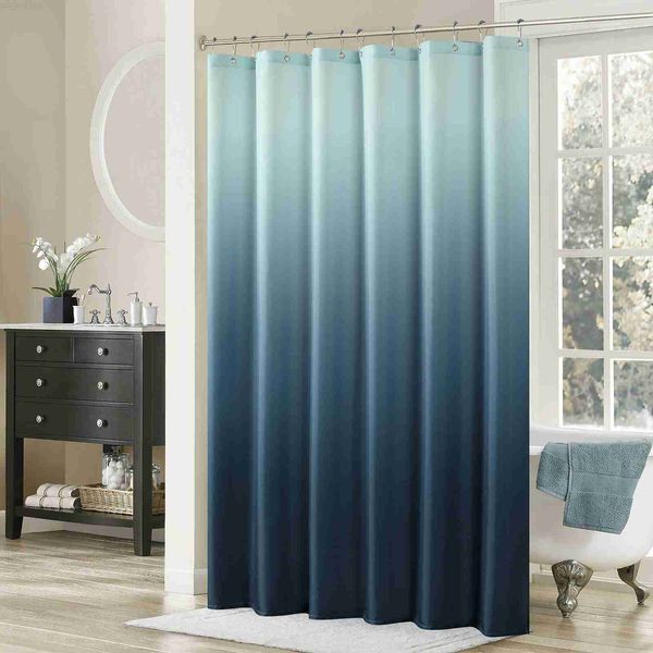 Rideaux de douche en Polyester bleu ombré, imperméable, imprimé, tissu en microfibre doux, décoratif, moderne