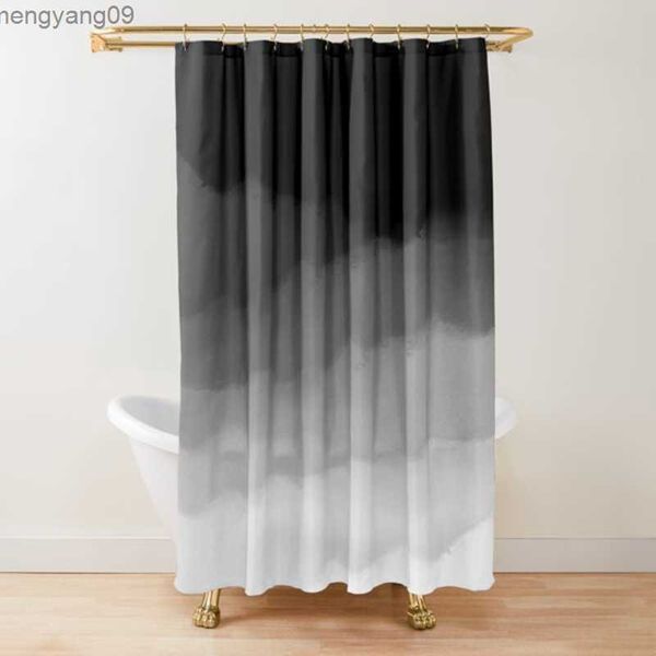 Rideaux de douche Ombre blanc et noir rideau de douche minimal polyester imperméable moderne rideaux de salle de bain lavage en machine rideaux de bain avec R230821
