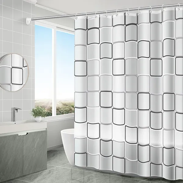 Cortinas de ducha Baño opaco Espesar PEVA Cortina Pantalla impermeable Partición de lujo con ganchos Decoración del hogar