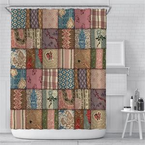 Douchegordijnen patchwork badkamer gordijn gaas bloemen patroon polyester waterdichte stof afwerking met haken bad