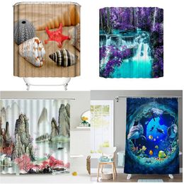 Cortinas de ducha Conjunto de cortinas pintorescas Floral para baños de cocina Accesorio moderno