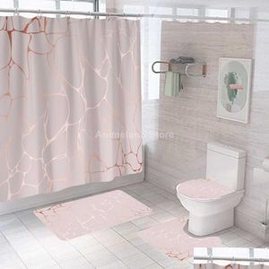 Cortinas de ducha Pink Crack Moda Cortina de baño Conjuntos de baño Er Mat Antideslizante Lavabo Alfombra Conjunto Moderno 180X180Cm Entrega de gota Inicio Gar Dhapv