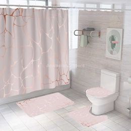 Tende da doccia Tende da doccia rosa crepa Tenda da bagno di moda Set da bagno Copriwater Tappetino antiscivolo Tappeto da bagno Set moderno 180x180 cm Hot