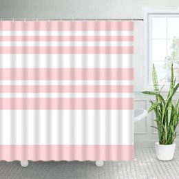 Douchegordijnen roze gordijnset witte strepen meisje vrouw badkamer decor modern eenvoudig polyester bad bad met haken