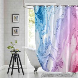 Rideaux de douche en marbre rose fluide, couleurs pastel, baignoire en polyester imperméable imprimée moderne avec 12 crochets