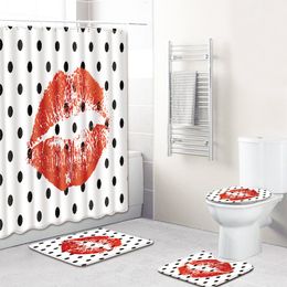 Ensemble de combinaison de tapis de rideau de bain à motif de lèvres sexy personnalisé 230619