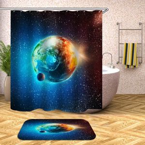 Rideaux de douche Planètes rideaux Univers d'espace pour l'espace Bath étanche pour la salle de bain baignoire couvercle de baignoires grandes crochets de 12 pcs