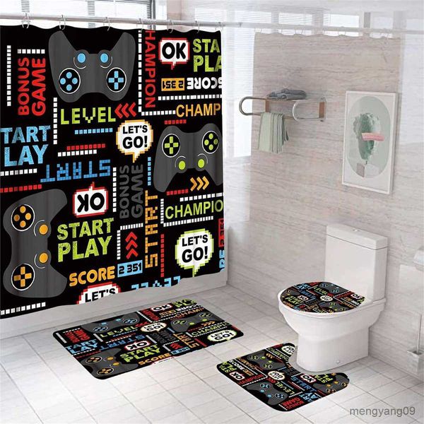 Rideaux de douche Ensembles de rideaux de douche avec tapis Accessoires de salle de bain Ensembles de salle de bain dynamiques à la mode pour garçons ou adolescents Tissu imperméable R230830