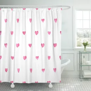 Douchegordijnen polka dot roze harten patroon van klein mozaïek gefacetteerde badkamer gordijn waterdicht polyester stof 60 x 72 inch set met