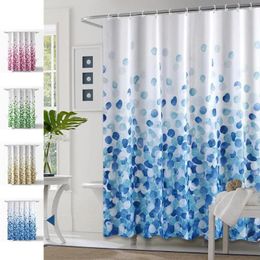 Cortinas de ducha poliéster azul blanco al por mayor de lujo cortina de estampado geométrico de lujo para baño