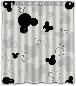 Douchegordijnen polyester gordijn zwart muispatroon waterdichte stof badkamer item 12 haak
