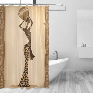 Cortinas de ducha Cortina de poliéster para el baño Mujeres africanas Rideau de Douche Vector Ilustración con gancho