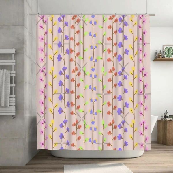 Rideaux de douche à fleurs pressées, 72x72 pouces, avec crochets, motif personnalisé, protection de la vie privée