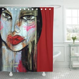 Cortinas de ducha Red Resumen Mujer Dibujo Apariencia Modelo de fuego Hermosa tela impermeable tela de 72 x pulgadas con ganchos