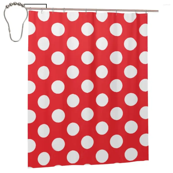 Rideaux de douche rideau à points rouges et blancs pour baignier ensemble de bain drôle personnalisé avec crochets de fer cadeau de décoration 60x72in