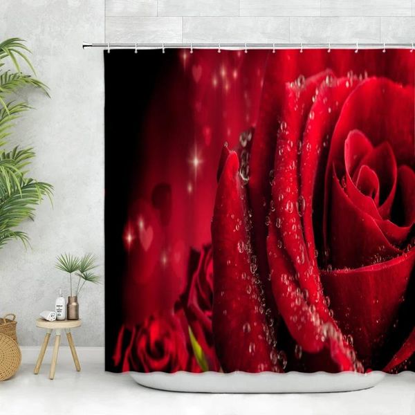 Rideaux de douche rideau de rose rouge