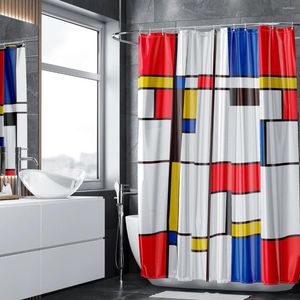 Rideaux de douche en jaune rouge et bleu rideau imperméable 1pcs