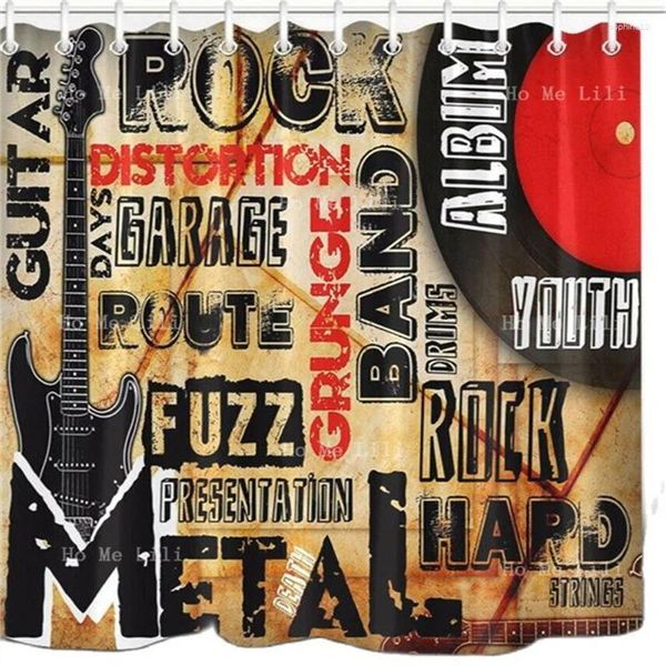 Rideaux de douche Retro Music Mur Fuzz Band Garage Youth Route dure Guitare Guitare Afficée Tissu imperméable DÉCOR DE SALLE