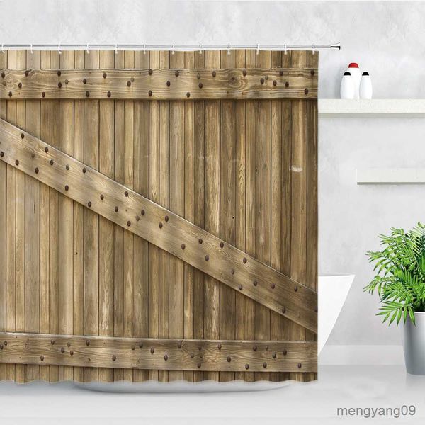 Douchegordijnen Retro Bomen Houtnerf Douchegordijn Oude Houten Plank Persoonlijkheid Home Decor Waterdichte Stof Badkamer Gordijnen Met Set R230830