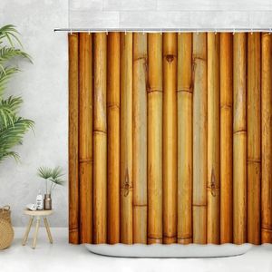 Rideaux de douche Rideau de planche de bois rustique Ferme Vieille planche de bois Tissu de bain brun foncé Ensembles d'accessoires de salle de bain avec crochets