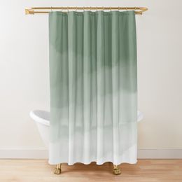 Rideaux de douche vert sauge aquarelle Ombre rideau de douche salle de bain tissu Polyester imperméable moderne rideaux de douche décor de bain avec 12 crochets 230322