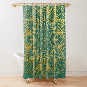 Rideaux de douche SapphireJade vitrail Mandalas rideau de douche Mandala lignes de fleurs affichage œuvre d'art tissu salle de bain décor ensemble avec