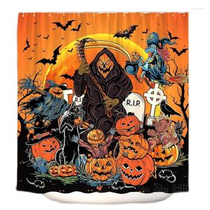 Douchengordijnen enge Halloween door Ho me Lili Curtain Ghost Witch Horror Pumpkin Holiday Polyester Waterdicht voor badkamer met haken