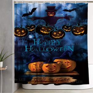 Douche gordijnen enge Halloween poster achtergrond achtervolgde nacht kasteel pompoen grimace bat spook feestgordijn voor badkamer decor