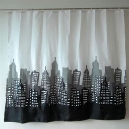 Douchegordijnen Scenery Gebouw Badkamer Stof Zwart Polyester Rideau De Douche2004