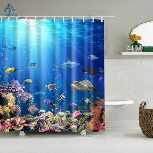 Rideaux de douche Animaux marins Poisson Dessin animé Rideau de Douche Rideau de Salle de Bain Frabic Rideau de Bain en Polyester imperméable avec Crochets 230831